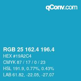 カラーコード: RGB 25 162.4 196.4 | qconv.com