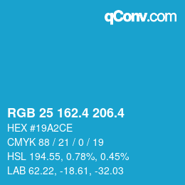 カラーコード: RGB 25 162.4 206.4 | qconv.com