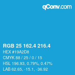 カラーコード: RGB 25 162.4 216.4 | qconv.com