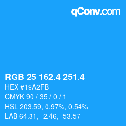 カラーコード: RGB 25 162.4 251.4 | qconv.com