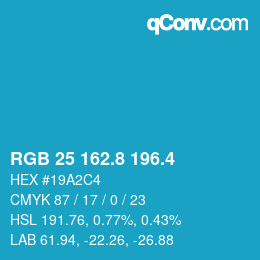 カラーコード: RGB 25 162.8 196.4 | qconv.com
