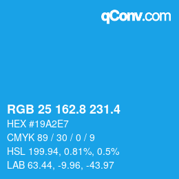 カラーコード: RGB 25 162.8 231.4 | qconv.com