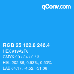カラーコード: RGB 25 162.8 246.4 | qconv.com