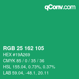Color code: RGB 25 162 105 | qconv.com