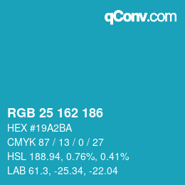 Color code: RGB 25 162 186 | qconv.com