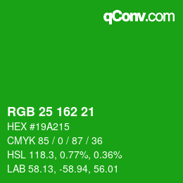 Color code: RGB 25 162 21 | qconv.com