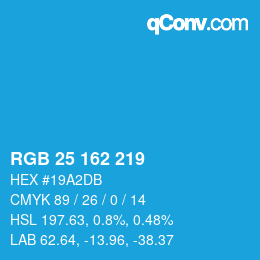 Color code: RGB 25 162 219 | qconv.com