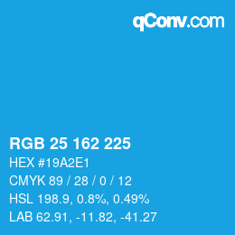 Color code: RGB 25 162 225 | qconv.com
