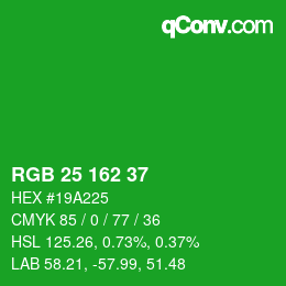 Color code: RGB 25 162 37 | qconv.com