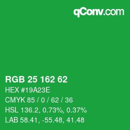 Color code: RGB 25 162 62 | qconv.com