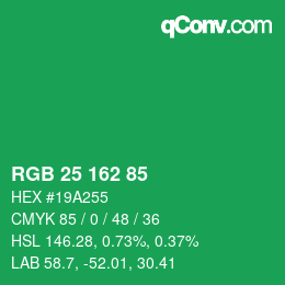 Color code: RGB 25 162 85 | qconv.com
