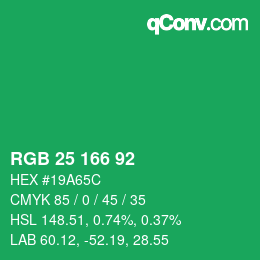 カラーコード: RGB 25 166 92 | qconv.com