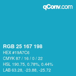 Color code: RGB 25 167 198 | qconv.com