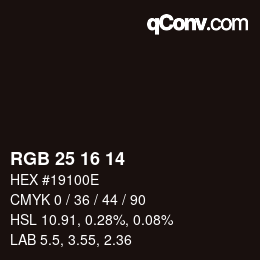 カラーコード: RGB 25 16 14 | qconv.com