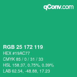 カラーコード: RGB 25 172 119 | qconv.com