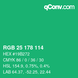 カラーコード: RGB 25 178 114 | qconv.com