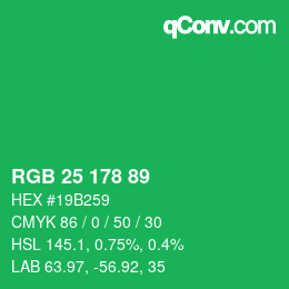 Color code: RGB 25 178 89 | qconv.com