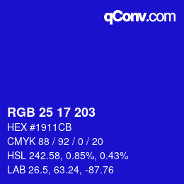 Color code: RGB 25 17 203 | qconv.com