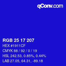Color code: RGB 25 17 207 | qconv.com