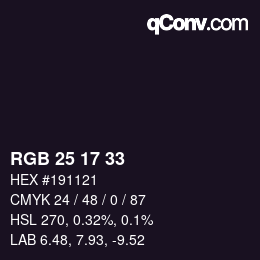 Color code: RGB 25 17 33 | qconv.com