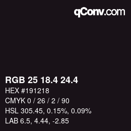 カラーコード: RGB 25 18.4 24.4 | qconv.com