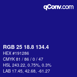 カラーコード: RGB 25 18.8 134.4 | qconv.com