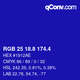 カラーコード: RGB 25 18.8 174.4 | qconv.com
