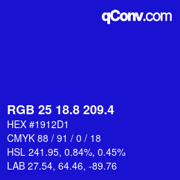 カラーコード: RGB 25 18.8 209.4 | qconv.com