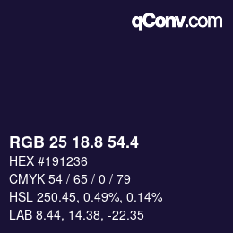 カラーコード: RGB 25 18.8 54.4 | qconv.com