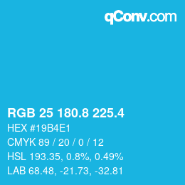 カラーコード: RGB 25 180.8 225.4 | qconv.com