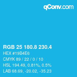 カラーコード: RGB 25 180.8 230.4 | qconv.com