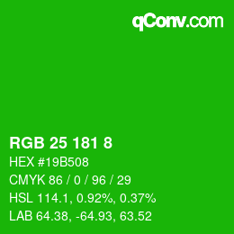 颜色代码: RGB 25 181 8 | qconv.com