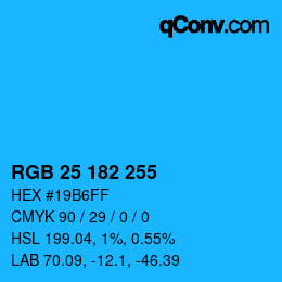 Color code: RGB 25 182 255 | qconv.com