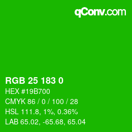 Color code: RGB 25 183 0 | qconv.com