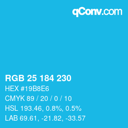 Color code: RGB 25 184 230 | qconv.com