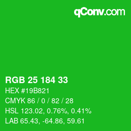Color code: RGB 25 184 33 | qconv.com
