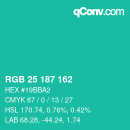 Farbcode: RGB 25 187 162 | qconv.com