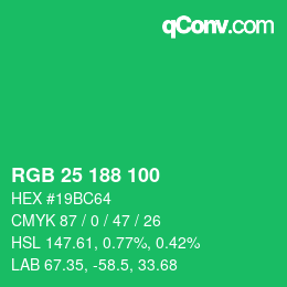 Color code: RGB 25 188 100 | qconv.com