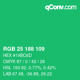 Color code: RGB 25 188 109 | qconv.com