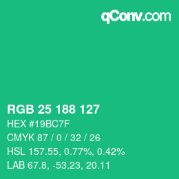 Color code: RGB 25 188 127 | qconv.com