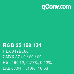Color code: RGB 25 188 134 | qconv.com