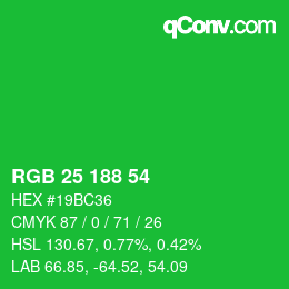 Color code: RGB 25 188 54 | qconv.com