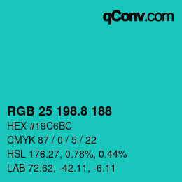 カラーコード: RGB 25 198.8 188 | qconv.com