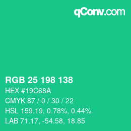 Color code: RGB 25 198 138 | qconv.com