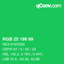 Color code: RGB 25 198 89 | qconv.com