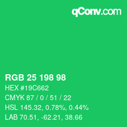 Color code: RGB 25 198 98 | qconv.com