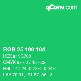 Color code: RGB 25 199 104 | qconv.com