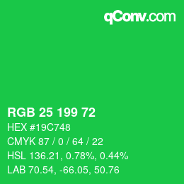 Color code: RGB 25 199 72 | qconv.com