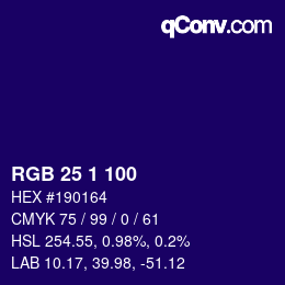Color code: RGB 25 1 100 | qconv.com