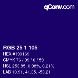 Color code: RGB 25 1 105 | qconv.com